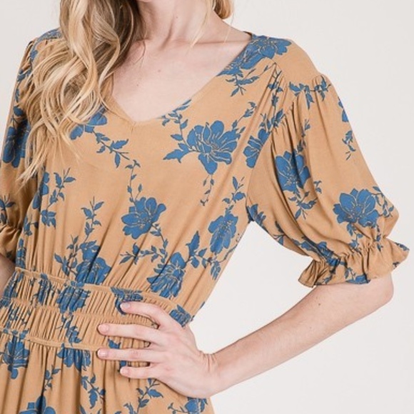 Floral Printed Elastic Waistband Dress - Picture 2 of 8